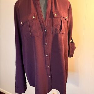 Calvin Klein Deep Burgundy /purple Casual Shirt Sz med